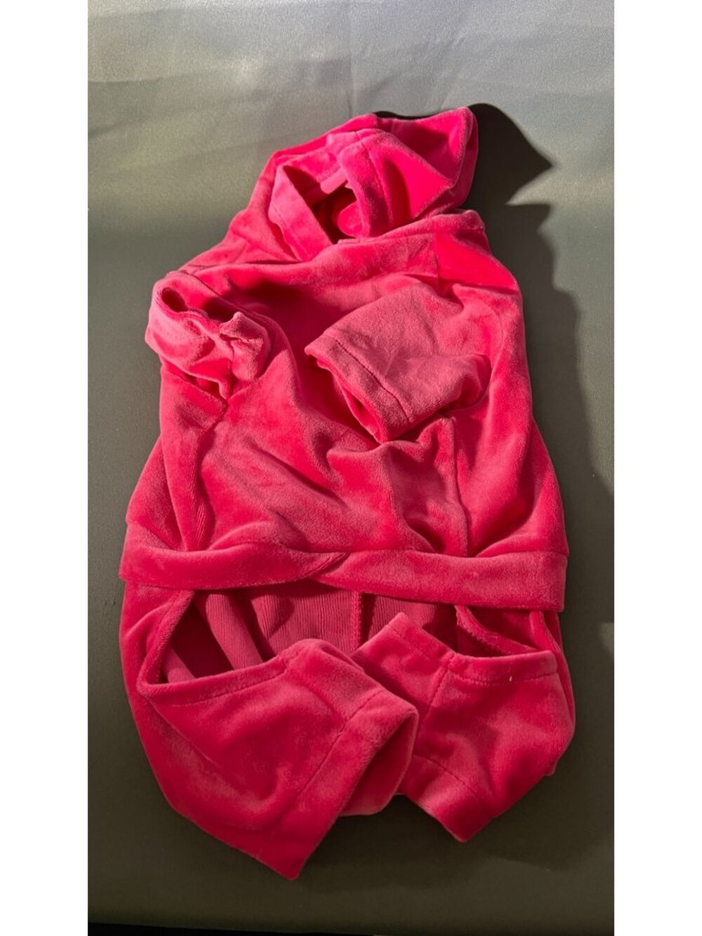 Isaac Mizrahi Pet Hoodie Pink Velour Fabric Glitter Paw Design Small Dog Size - Picture 3 of 4